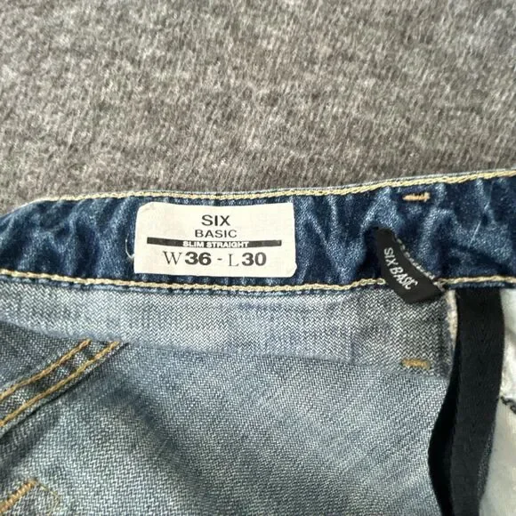 Buffalo David Bitton Jeans Mens 36x30 Blue Six Basic Slim Straight Denim Cotton - Picture 5 of 9